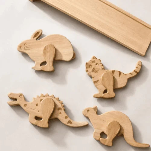 Wooden Animal Ramp Walker Set for Toddlers – 5-Piece Gravity-Powered Learning Toy