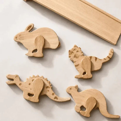 Wooden Animal Ramp Walker Set for Toddlers – 5-Piece Gravity-Powered Learning Toy